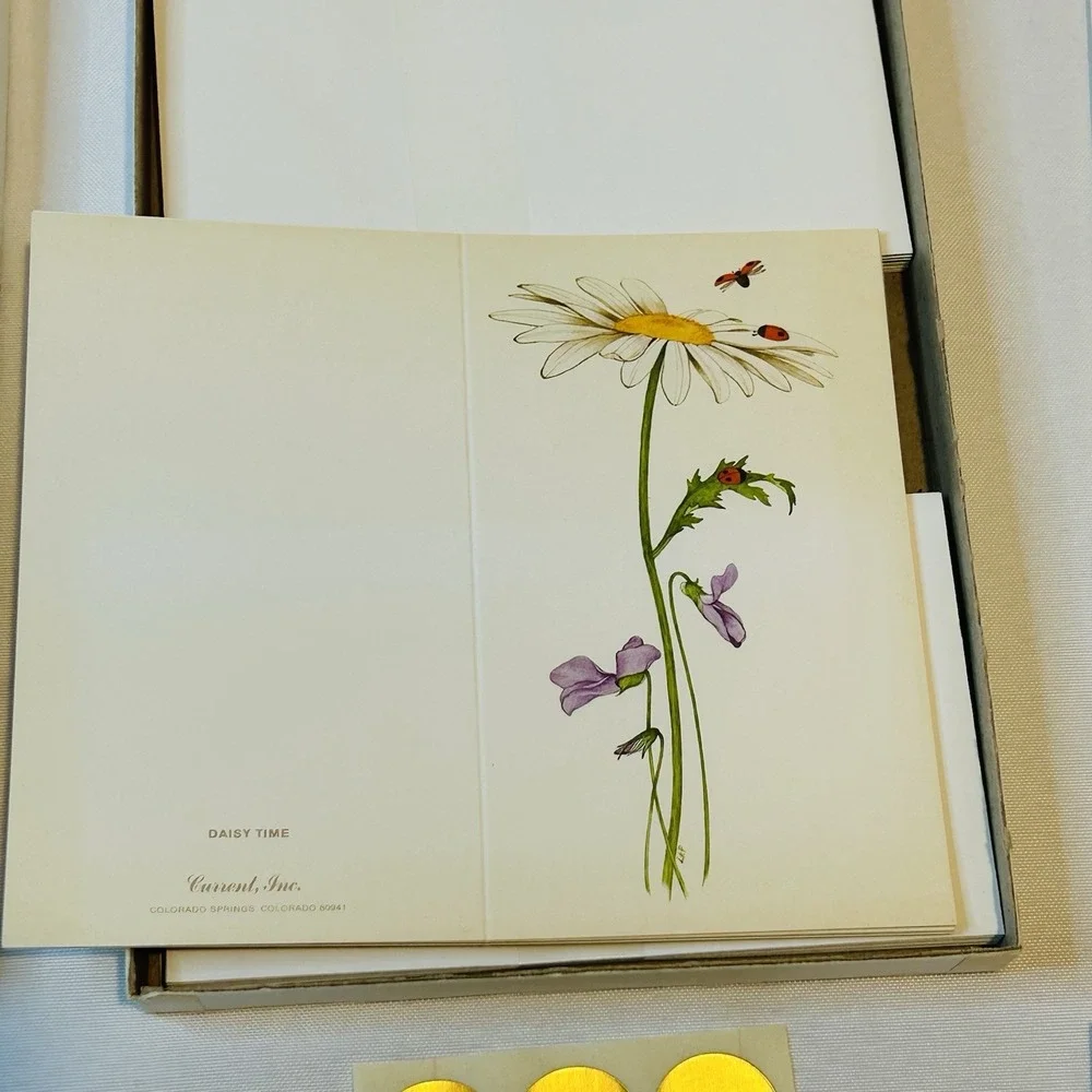 Vintage Current Daisy Time Stationery Set Unused Complete Botanical Floral